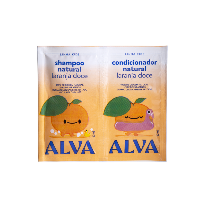 Kit Sachê Duplinha Shampoo + Condicionador Laranja Doce e Baunilha 10ml Alva